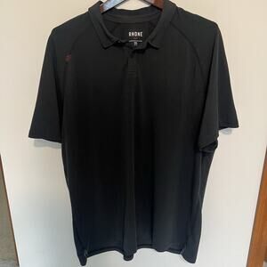 Rhone Delta Pique Golf Polo Men XXL Black Shirt Performance Stretch Short Sleeve